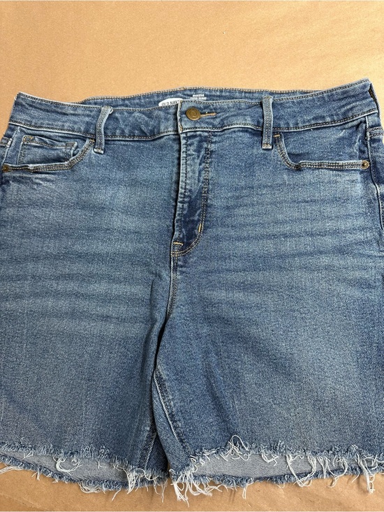 Old Navy Pants - Old Navy Women's Mid Blue Denim Boyfriend Shorts with Frayed Hem